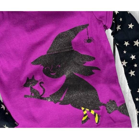 Carter’s Halloween Witch Cat Shirt 5T NWOT Sparkle Layered Purple Top - Picture 4 of 9
